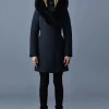 TRISH Powder Touch down coat with blue fox fur Signature Mackage Collar