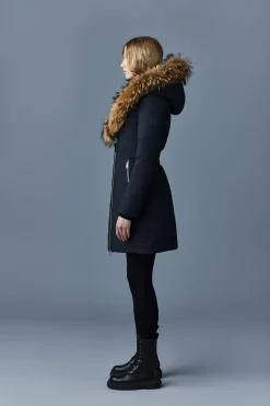 TRISH Powder Touch down coat with natural fur Signature Mackage Collar