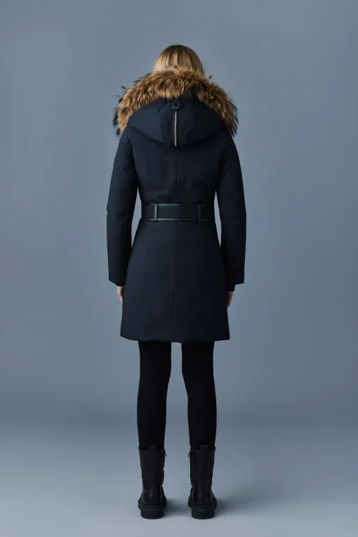 TRISH Powder Touch down coat with natural fur Signature Mackage Collar