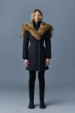 TRISH Powder Touch down coat with natural fur Signature Mackage Collar