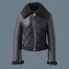 TULIP Quilted sheepskin jacket with shearling trim
