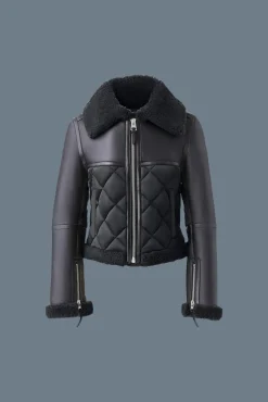 TULIP Quilted sheepskin jacket with shearling trim