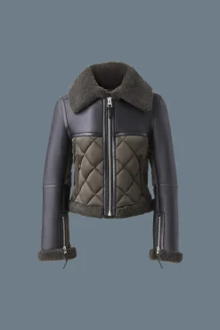 TULIP Quilted sheepskin jacket with shearling trim