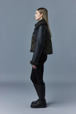 TULIP Quilted sheepskin jacket with shearling trim