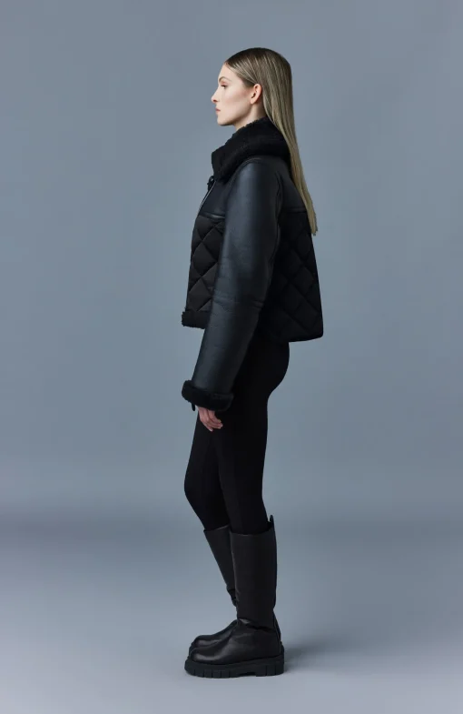 TULIP Quilted sheepskin jacket with shearling trim