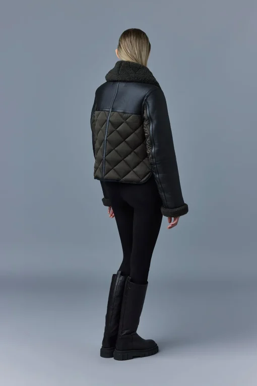 TULIP Quilted sheepskin jacket with shearling trim