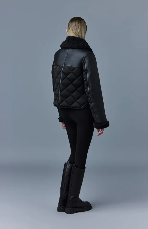 TULIP Quilted sheepskin jacket with shearling trim