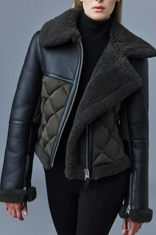 TULIP Quilted sheepskin jacket with shearling trim