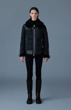 VANNA Mixed-media shearling down jacket