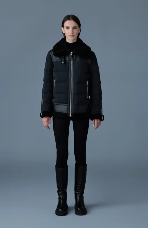 VANNA Mixed-media shearling down jacket