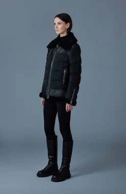 VANNA Mixed-media shearling down jacket