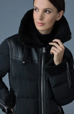 VANNA Mixed-media shearling down jacket
