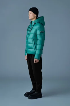 VICTOR lustrous light down jacket with hood for men