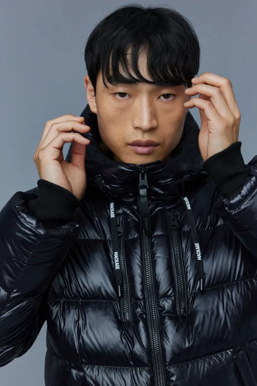 VICTOR lustrous light down jacket with hood for men